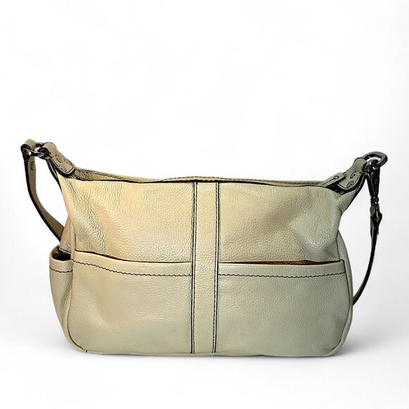 Tignanello Camel Color Leather Purse Crossbody Zipper Closure11 Pockets 3 Inside - Picture 5 of 15